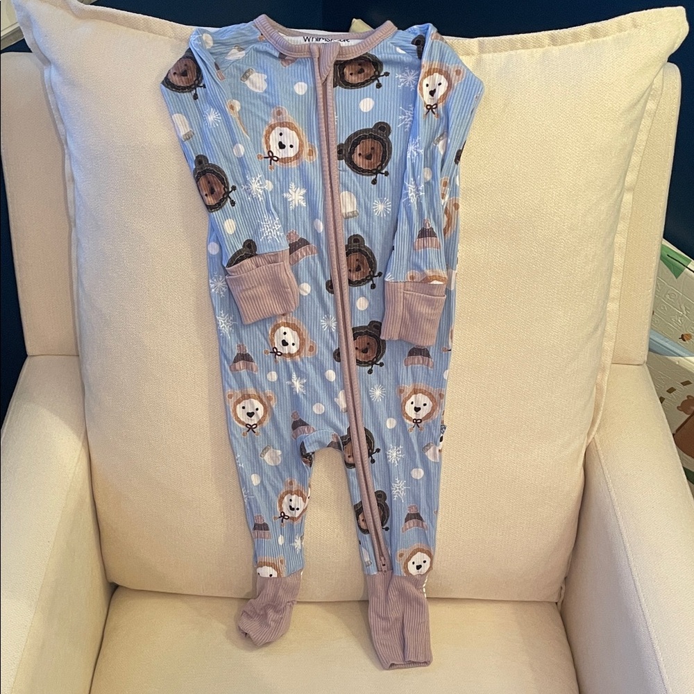 Whimsical Threads. Adorable Blue and Brown Kids One Piece